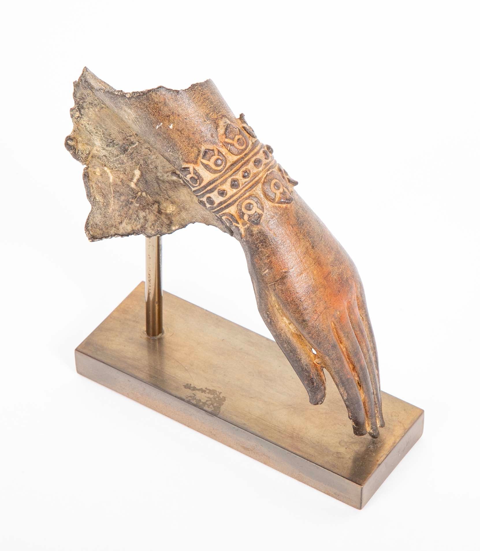 Cast Iron Buddha Hand With Bracelet Motif