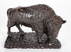 20th Century Japanese Bison in Patinated Bronze