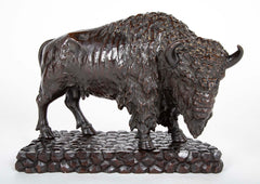 20th Century Japanese Bison in Patinated Bronze