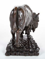 20th Century Japanese Bison in Patinated Bronze