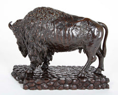 20th Century Japanese Bison in Patinated Bronze