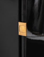 A Maison Jansen Black Lacquer Cabinet with Gilded Brass Accents