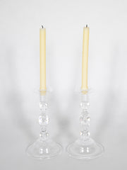 Pair of Steuben "Teardrop" Glass Candlesticks