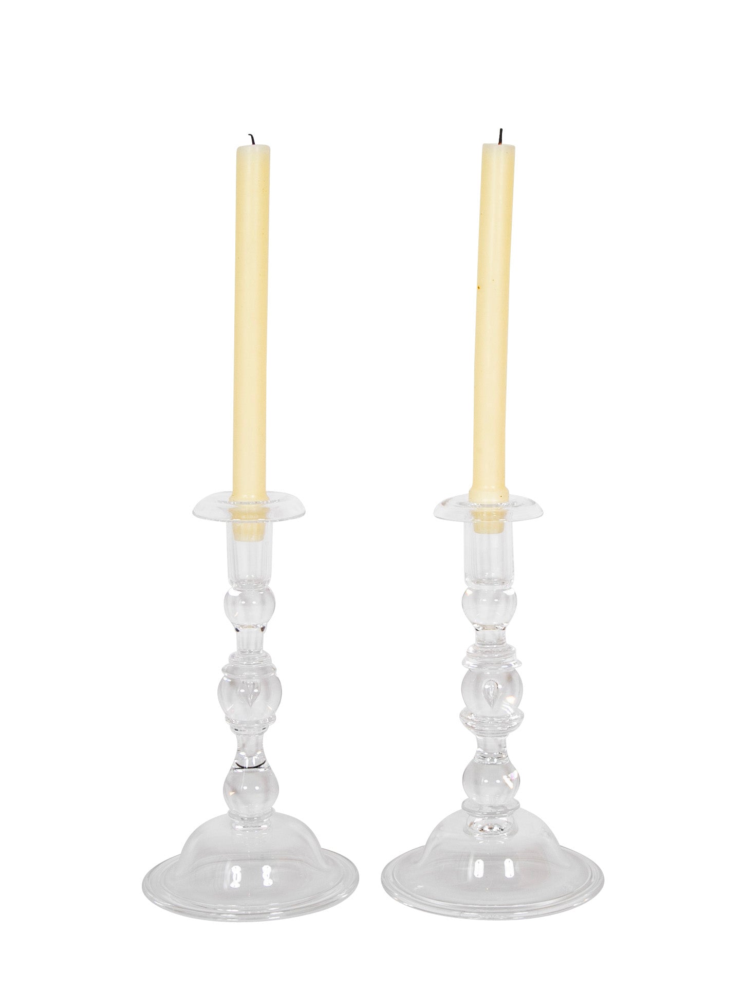 Pair Of Steuben "Teardrop" Glass Candlesticks