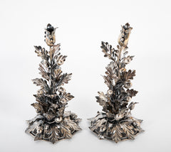 A Beautiful Pair of Italian Buccellati Sterling Silver Candlesticks