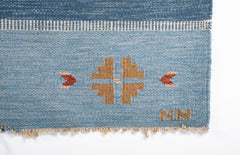 Mid-Century Swedish Blue Flat Weave Rug