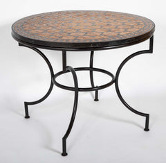 Round Steel Base Table with Mosaic Top