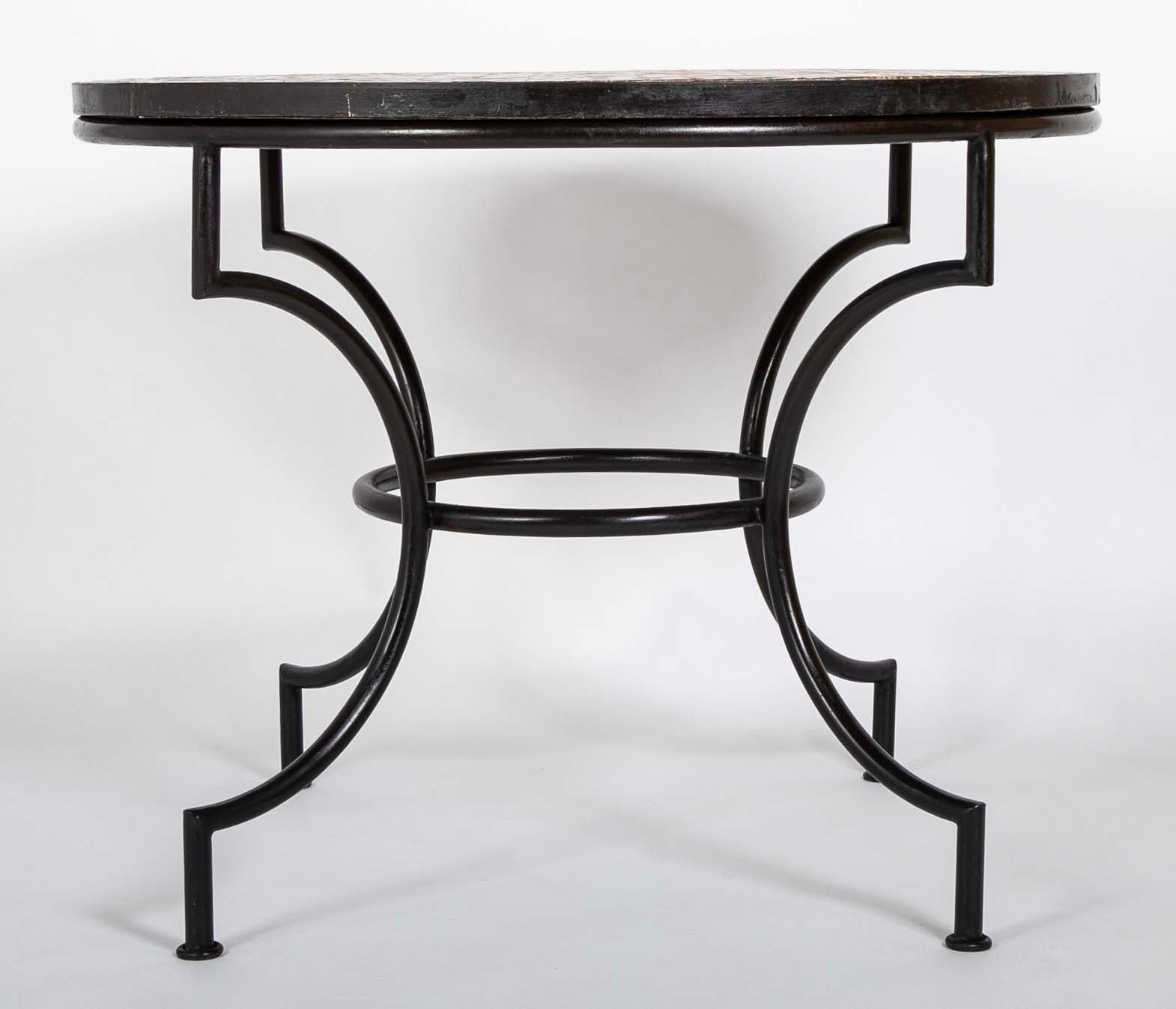 Round Steel Base Table with Mosaic Top