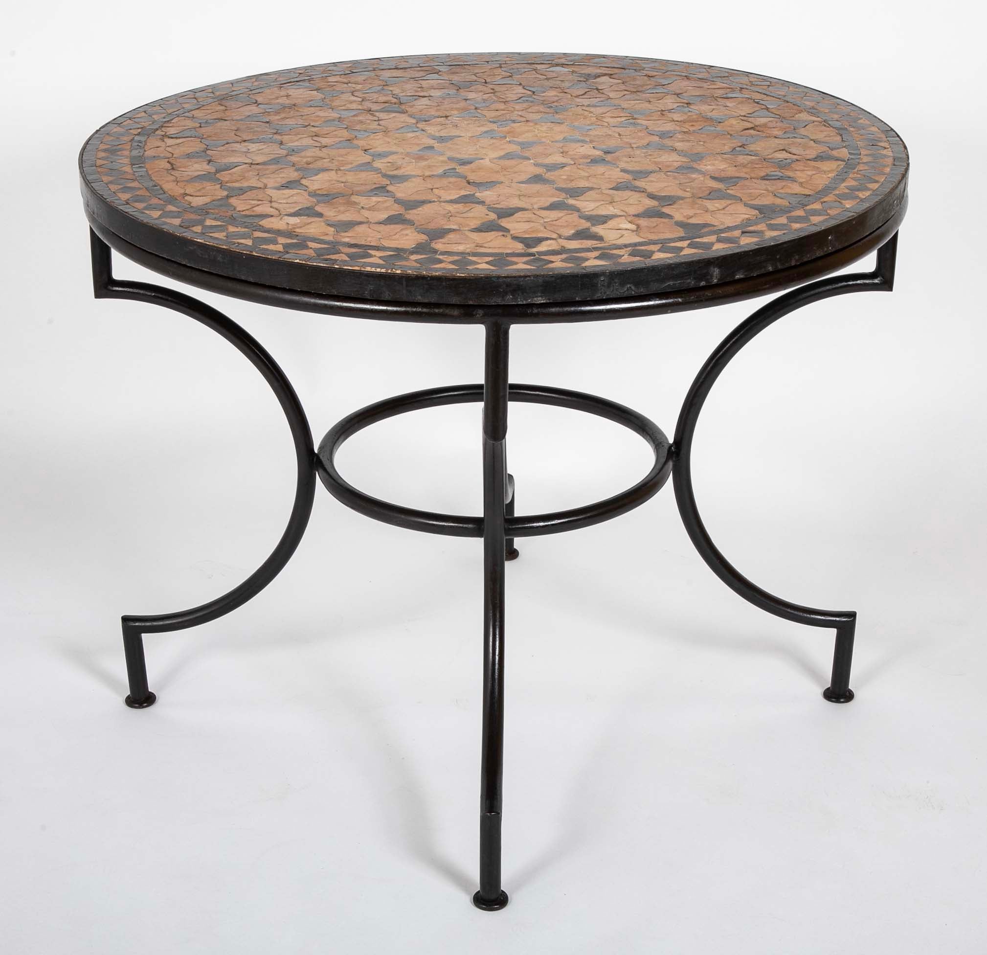 Round Steel Base Table with Mosaic Top