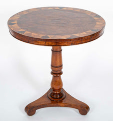 19th Century Irish Round Oak Specimen Table with Central Burr Oak Top