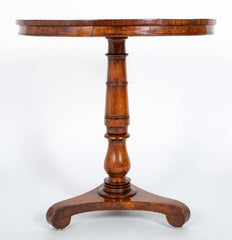 19th Century Irish Round Oak Specimen Table with Central Burr Oak Top