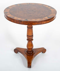 19th Century Irish Round Oak Specimen Table with Central Burr Oak Top