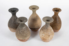 Group of Five Asian Pottery Bottle Vases   Priced Individually at $290 EACH