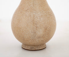 Chinese Cream and Crackle Glazed Baluster Form Vase