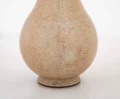 Chinese Cream and Crackle Glazed Baluster Form Vase