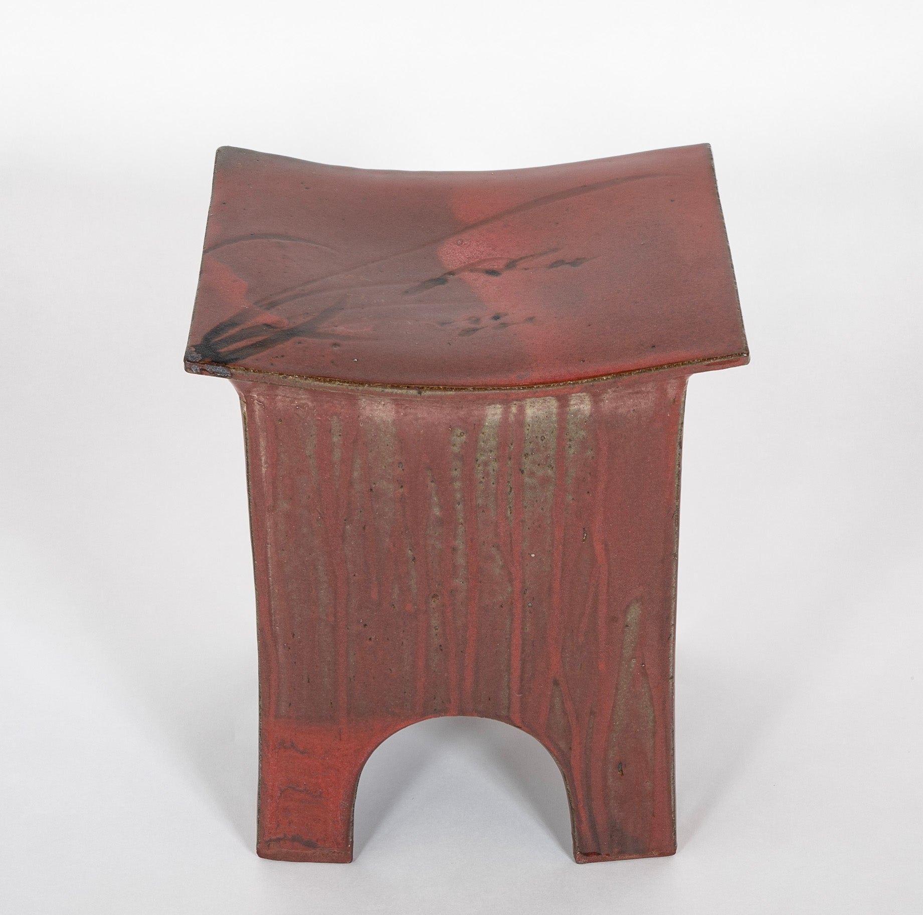 Pottery Stool with Brown Glaze Attributed to Erik O'Leary