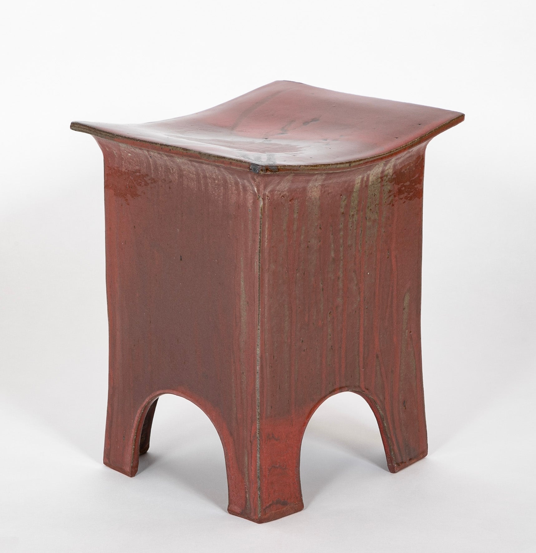 Pottery Stool with Brown Glaze Attributed to Erik O'Leary