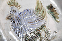 Shallow Ceramic Bowl with Chicken on White by Albert Thiry, Villauris, France