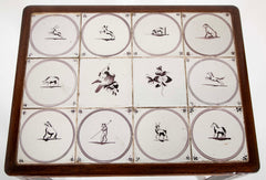 Frits Henningson Coffee Table in Mahogany with Tile Top Displaying Animals