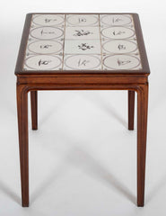 Frits Henningson Coffee Table in Mahogany with Tile Top Displaying Animals