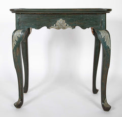 Tile Tripod, Green Painted Wood Rococo Table