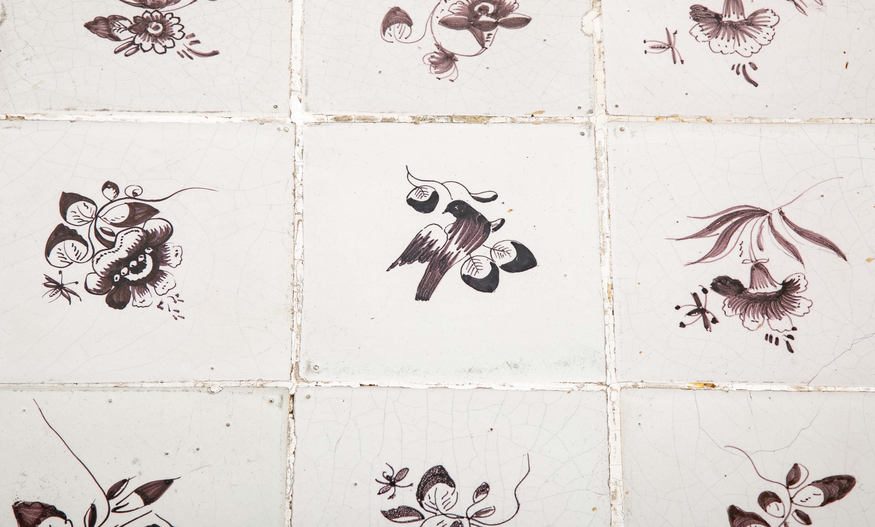 Tile Tripod, Green Painted Wood Rococo Table