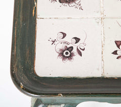 Tile Tripod, Green Painted Wood Rococo Table