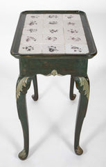 Tile Tripod, Green Painted Wood Rococo Table