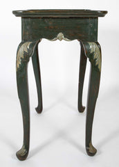 Tile Tripod, Green Painted Wood Rococo Table