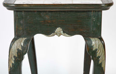 Tile Tripod, Green Painted Wood Rococo Table