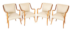 Set of Four Mid-Century Armchairs in Wood by Italian Designer Paolo Buffa