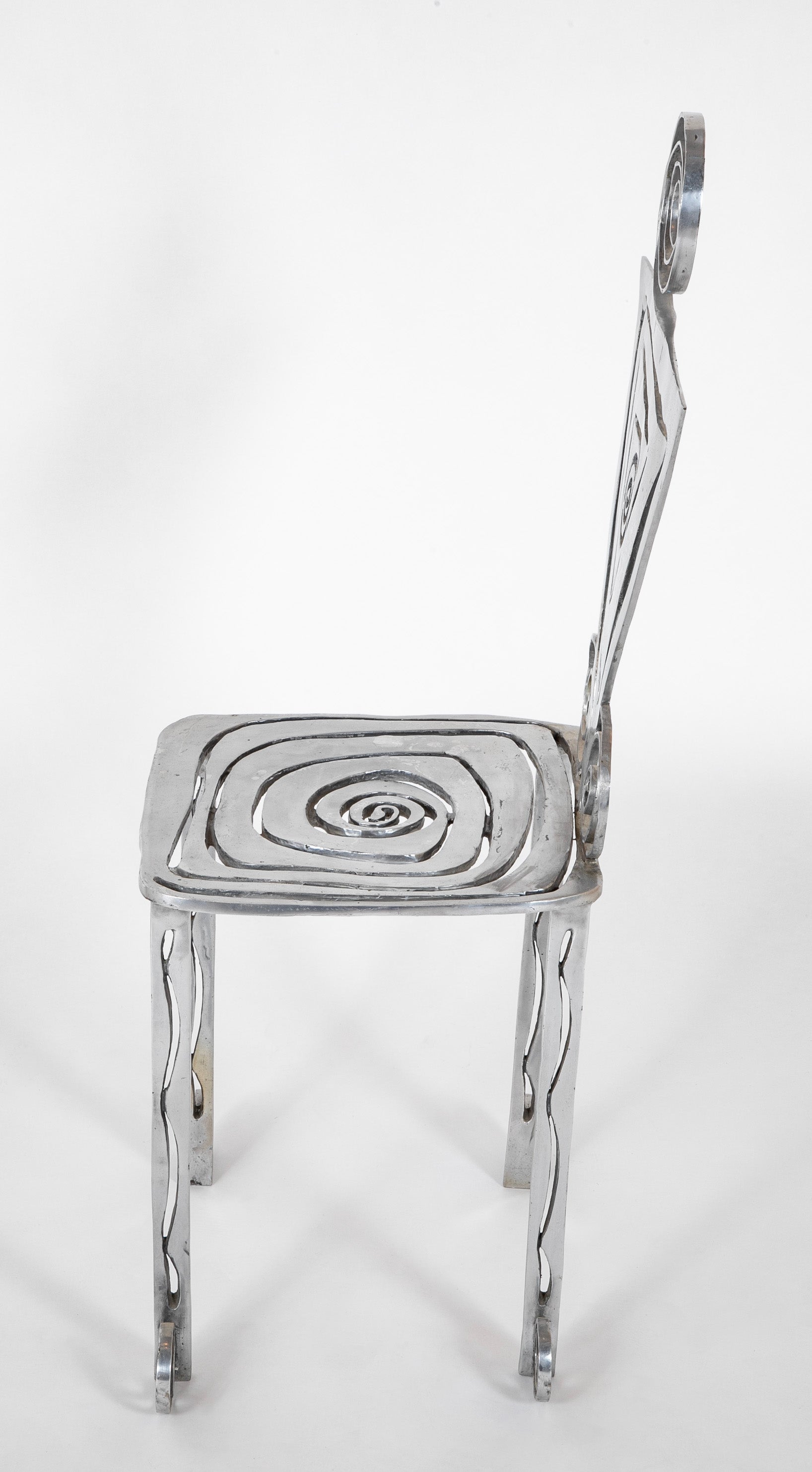 A Sculptural Side Chair of Aluminum by Toby Heller