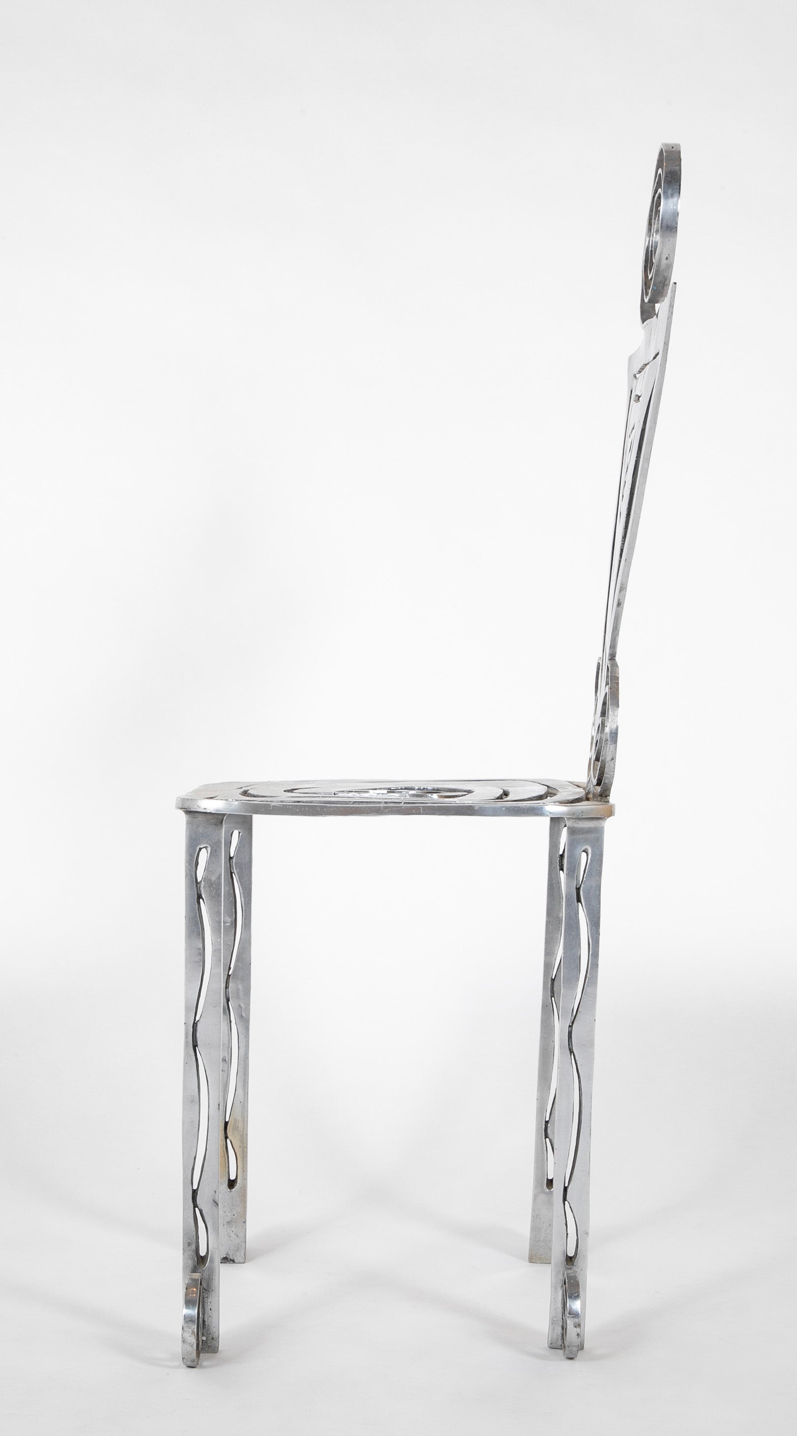 A Sculptural Side Chair of Aluminum by Toby Heller