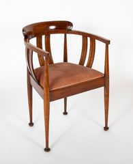 German Jugend Mahogany Armchair with Inlaid Intarsia