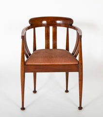 German Jugend Mahogany Armchair with Inlaid Intarsia
