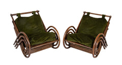 Pair of French Armchairs Having Triple Bent Bamboo Back & Arms