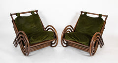 Pair of French Armchairs Having Triple Bent Bamboo Back & Arms