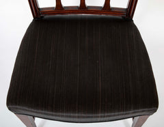 Set of 12 Danish Mahogany Chairs with Black Horsehair Upholstered Seats