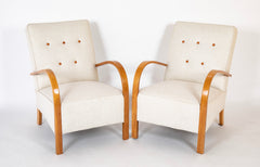Pair of Open Arm Chairs Manufactured by Fritz Hansen, Denmark