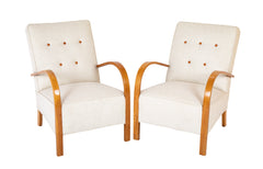 Pair of Open Arm Chairs Manufactured by Fritz Hansen, Denmark