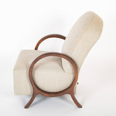 A Beech Armchair with Circular Arm by Jacques Adnet