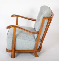 Fritz Hansen Oak Frame Upholstered Armchair