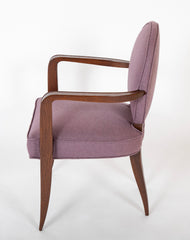 A Mid-Century Stained Oak Open Arm Armchair Attributed to Jean Pascaud