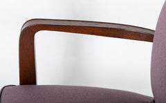 A Mid-Century Stained Oak Open Arm Armchair Attributed to Jean Pascaud