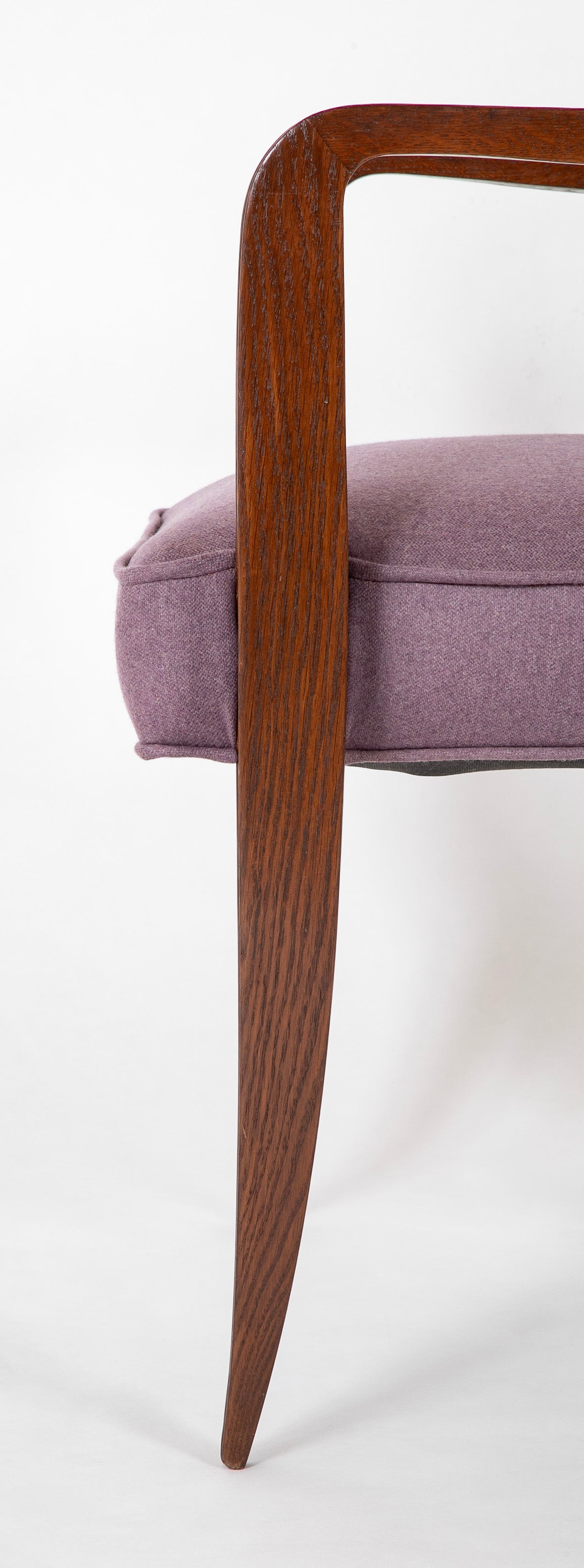 A Mid-Century Stained Oak Open Arm Armchair Attributed to Jean Pascaud