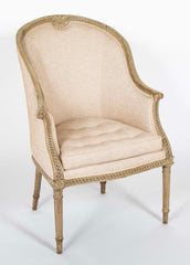 Late 18th Century Louis XVI Painted Wood  & Upholstered Bergere