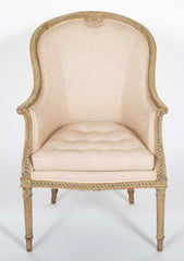 Late 18th Century Louis XVI Painted Wood  & Upholstered Bergere