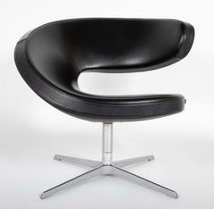 Olav Eldoy (b.1948) "Peel" Black Leather Swivel Club Chairs