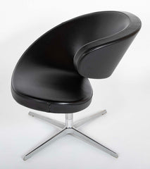 Olav Eldoy (b.1948) "Peel" Black Leather Swivel Club Chairs