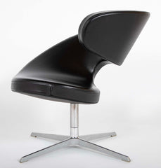 Olav Eldoy (b.1948) "Peel" Black Leather Swivel Club Chairs